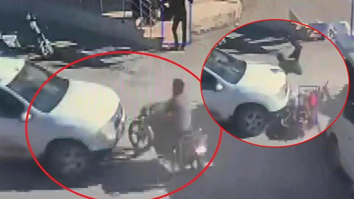 Hatay’da akıllara durgunluk veren kaza: Motosiklet sürücüsü havada takla attı!