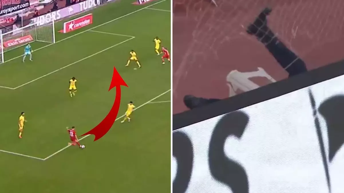 Antalyasporlu futbolcu, çektiği şutla güvenlik görevlisini yere serdi