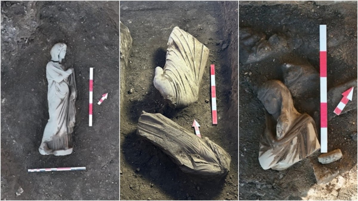 Perge Antik Kenti’ndeki kazı çalışmalarında farklı dönemlere ait 5 heykel bulundu