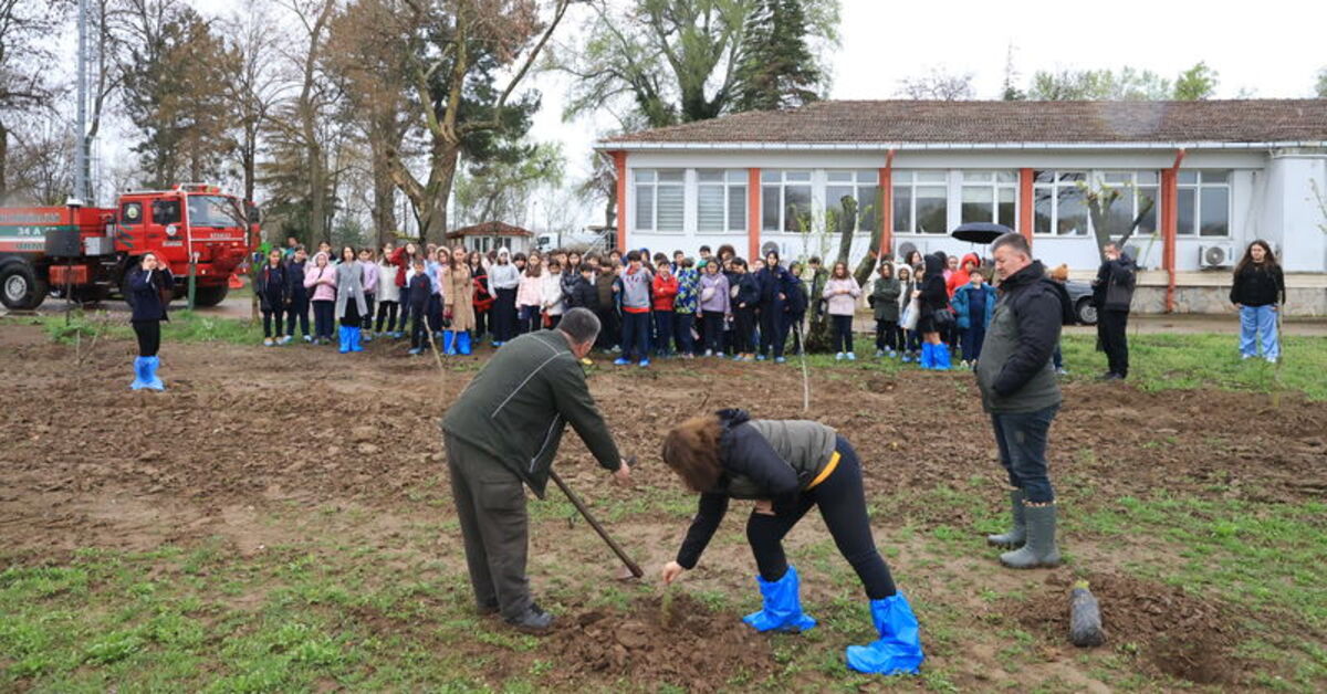Edirne’de “Ormancılık” dersinde öğrenciler fidan dikmeyi öğrendi